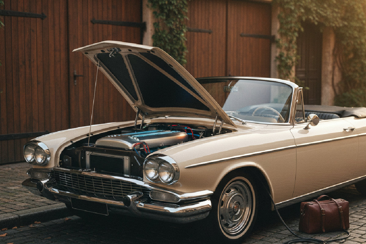 Cabriolet classique en cours de restauration